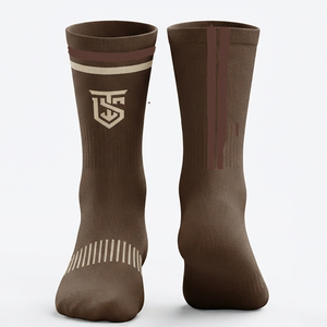 Premium 140 GSM Wool Spandex Squash Sports <b>Socks</b> Brown <b>Cream</b> Solid Cushioned Breathable Quick Dry Eco-Friendly Custom Jacquard - Product Image 1