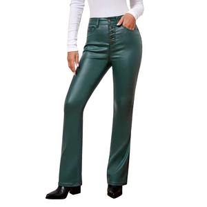 Pantalon en cuir véritable pour femme, en cuir de vachette authentique, style motard, coupe slim, sur mesure, OEM, vente en gros, fournisseur d'usine - Product Image 1