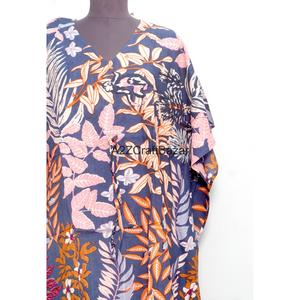 Maxi Kaftán Estampado de Algodón 100% Indio, Vestido Casual de Verano para Mujer, Estampado Étnico, Ecológico - Product Image 2
