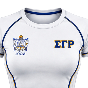 Camiseta de Compresión Personalizada Sigma Gamma Rho para Mujer, Camiseta Deportiva de Manga Corta Elástica para Hermandad Griega, Venta al Por Mayor - Product Image 3