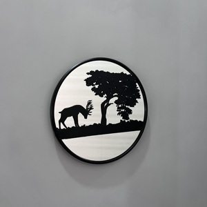 Modern Deer Tree Wall Mirror Round <b>Metal</b> <b>Frame</b> Decorative Wall Hanging Mirror Home Decor Wall Art - Product Image 1
