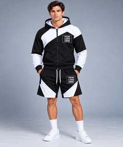 Ensemble sweat à capuche et short style sportif respirant en polyester et coton tricoté pour l'été - Product Image 1