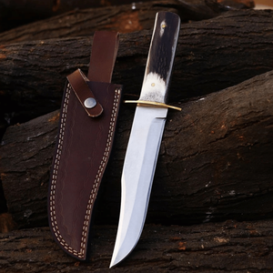 Cuchillo de Caza de Acero Inoxidable de Grado Industrial Hecho a Mano, Hoja Fija, Mango de Cuerno de Ciervo, para Campismo, Supervivencia y Bushcraft, OEM - Product Image 1