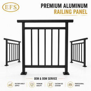 Panneau de balustrade en aluminium EFS Premium, noir mat, montage au sol, design moderne, balustrades de balcon extérieures, résistantes à la rouille - Product Image 1