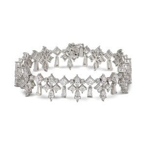 Brazalete de Lujo para Mujer en Plata 925 con Moissanita, Diseño Cruzado, Corte Marquesa, Joyería para Boda - Product Image 1