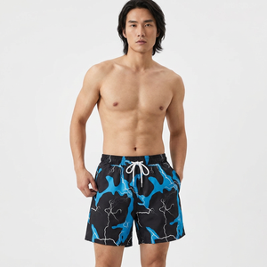 Shorts de Playa para Hombre de Secado Rápido, Diseño de Rayos Azules, con Cordón Ajustable, Casuales, 100% Poliéster, Corte Corto - Product Image 4
