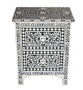 Incrustation d'os noir fabriquée à la main de haute qualité meilleur design Table d'appoint de lit armoire de meubles de salon de fabricants indiens - Product Image 1