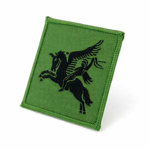 Patch de la Brigade Aéroportée 5 Pegasus FL, zone de chute parachutiste DZ – Badge de style tactique tissé, noir sur vert, style discret - Product Image 2