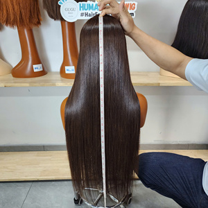 Pelucas de cabello humano virgen vietnamita 100% de doble densidad, con cierre frontal de encaje transparente HD 5x5, sin pegamento, lisas como hueso, densidad 200. - Product Image 2