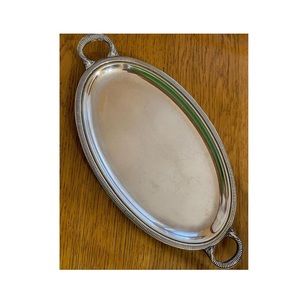 Elegant Polished <b>Chrome</b> Oval Tray Classic Ribbed Edge Decorative Metal Platter Sustainable Tableware for High End Restaurant - Product Image 1