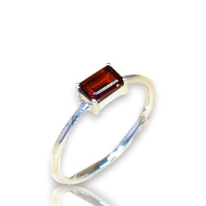 925 Sterling <b>Silver</b> <b>Emerald</b> Cut Claw Sett Natural Red Garnet Gemstone Statement <b>Ring</b> Custom Handmade Wear <b>Rings</b> For Women Wear - Product Image 1