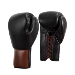 Gants de boxe à lacets de qualité supérieure, très demandés, avec logo personnalisé, en cuir de vachette, pour adultes, compétition, respirants - Product Image 2