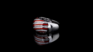 Luxury Red & White Enamel Lab Grown diamonds <b>Statement</b> <b>Ring</b> for Women – Wide Band Cocktail Jewelry - Product Image 2