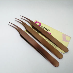 Pinces à épiler courbées en or rose de qualité supérieure pour extensions de cils, en acier inoxydable, pointe de précision, pinces à cils - Product Image 1