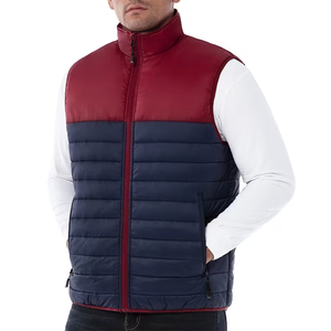 Customized <b>Men's</b> Puffer Vests Stand Collar Zipper Front Windproof Casual Winter Outerwear Red <b>Navy</b> <b>Blue</b> Color Down <b>Gilets</b> - Product Image 1