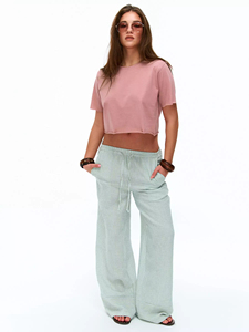Women's Raw Edge Crop Top 100% Cotton Loose Fit Unfinished Hem T-<b>shirt</b> For Women <b>Y2K</b> Custom Logo Wholesale Streetwear Fashion - Product Image 3