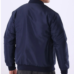 Blouson Bomber Bleu Marine pour Homme, Décontracté, à Fermeture Éclair, Col Montant, Coupe Droite, en Polyester, Vêtement d'Extérieur pour l'Automne - Product Image 2