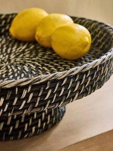 Cesta de Frutas Negra de Ratán Tejido Contemporáneo, Hecha a Mano, Decoración para el Hogar, Cesta de Frutas Retro, Tazón Decorativo para el Hogar - Product Image 4
