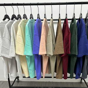 T-shirt en coton épais à col ras du cou côtelé, coupe oversize, personnalisable avec logo OEM, style streetwear - Product Image 3