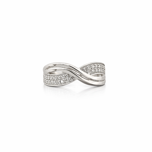Namivaa 925 Sterling Silver <b>Cocktail</b> <b>Ring</b> Wave Design Diamond Classic Elegant Minimalist Women's Daily Wear Wedding Anniversary - Product Image 1