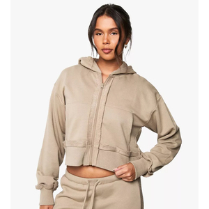 Womens Cropped Hoodie Pullover Sweatshirt Blank Hooded <b>Top</b> Custom Printing OEM ODM Supplier - Product Image 3
