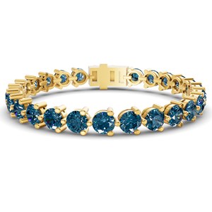 Bracelet tennis en or rose 10 carats Anahita avec diamants de laboratoire bleu royal ronds (2 carats) Tw. Bracelet en pierre ouvrable, fournitures de bijoux en gros - Product Image 5