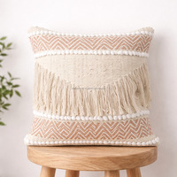 Housse de coussin bohème rustique à rayures noires, décoration d'intérieur, housse de coussin en coton faite à la main, taie d'oreiller marocaine avec fermeture éclair