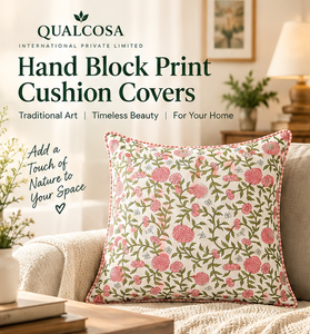 Funda de Cojín Floral Estampada a Mano, Funda de Almohada de Algodón Slub, Funda Decorativa Floral para Sofá, Hogar, Hotel - Product Image 2