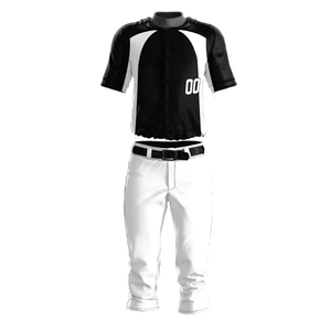 Maillot de baseball personnalisé pour homme, noir et blanc, à blocs de couleur, manches courtes, boutons sur le devant, en polyester anti-humidité, numéro d'équipe 00 imprimé - Product Image 3
