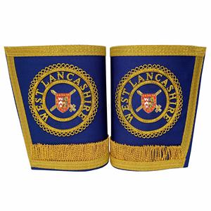Mitaines de cérémonie de la Franc-Maçonnerie, bleu roi, de qualité supérieure, avec broderie en fils d'or, pour la tenue de cérémonie. - Product Image 3