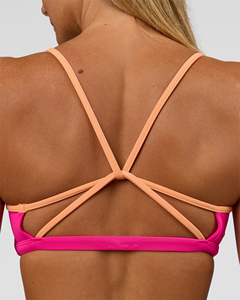 Sujetador Deportivo Rosa para Mujer con Ribete Naranja, Corte Ajustado, para Yoga, Gimnasio, Ejercicio, Ropa Deportiva - Product Image 4