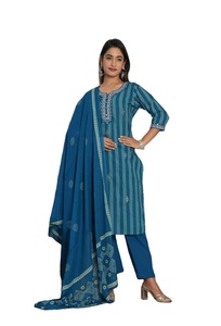 ชุดสูทกางเกงอนาลกาลีลำลองหรูหราของผู้หญิงชุดใส่ไปทำงานในวันหยุดชุดสายไฟพิมพ์ลายพื้นเมืองอินเดีย - Product Image 2