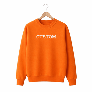 Men's Plain Crew Neck Sweatshirt Custom Logo Cotton <b>Fleece</b> Pullover Casual Winter Wear Wholesale Apparel Manufacturer - Product Image 2