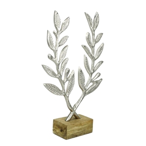 Ornement en métal au design primitif avec texture imitation bois pour cadeau de baptême, décoration industrielle ou accent de présentoir - Product Image 1