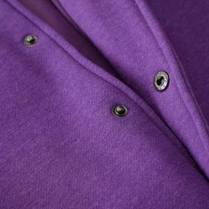 Purple <b>White</b> Sleeve Varsity <b>Jacket</b> <b>Men</b> Casual Solid Color Button Front Polyester Outerwear Autumn Wear - Product Image 6