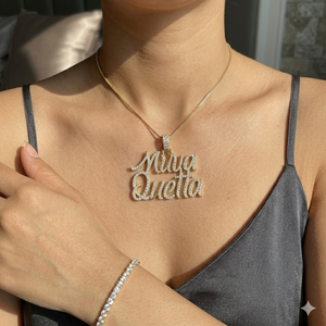 Custom Iced 925 <b>Silver</b> Gold Plated Cursive Name Pendant Moissanite Diamond Pendant Channel Setting Luxury Personalized Jewelry - Product Image 2