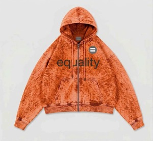 เสื้อฮู้ดซิปเต็มตัวแบบวินเทจพิมพ์ลาย Equality ผ้าคอตตอนหนานุ่ม สไตล์โอเวอร์ไซส์ ขายส่งเสื้อฮู้ดสตรีทแวร์ - Product Image 1