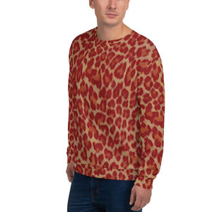 <b>Men</b> Red Beige Leopard Print <b>Sweatshirt</b> Crew Neck Long Sleeve Animal Pattern Casual Pullover Ribbed Cuffs Hem Regular Fit - Product Image 3