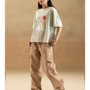 Camiseta Informal Holgada de Algodón para Mujer, Corte Holgado, Tejido Transpirable y Suave, Ropa de Calle de Verano, Prenda Superior de Moda para el Día a Día - Product Image 3