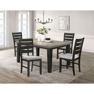 Set di 2 Sedie da Pranzo Contemporanee con Cuscini in Tessuto Grigio Chiaro, Finitura Scura, Arredamento per Cucina e Sala da Pranzo - Product Image 4