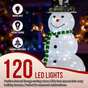 Decoraciones Navideñas Inflables para Jardín de 4 Pies, Preiluminadas, con 120 Luces LED Blancas, Muñeco de Nieve y Ardilla, Decoraciones Navideñas - Product Image 4