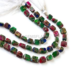 Multi Color Mohave Turquoise Faceted Nugget Beads 5x7-6x8MM Copper Turquoise Tumble Shape Loose Gemstone Beads Jewelry Making - Product Image 5