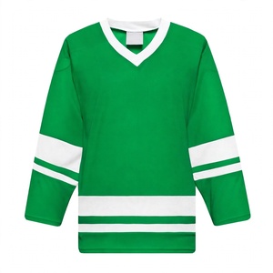 Camiseta Deportiva de Hockey sobre Hielo Verde Claro, Sublimada, Cuello en V, Manga Larga, Uniforme para Prácticas de Equipo, Ropa de Entrenamiento - Product Image 1