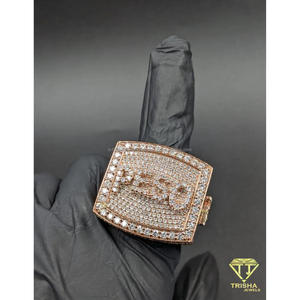 Anillo de Lujo de Plata de Ley 925 con Moissanita y Diamantes, Tono Oro Rosa, Joyería Brillante Estilo Hip Hop para Minoristas - Product Image 2