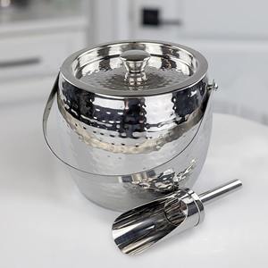 Seau à glace en cuivre martelé avec couvercle et pelle en acier inoxydable pour bar à domicile et réceptions - Product Image 6