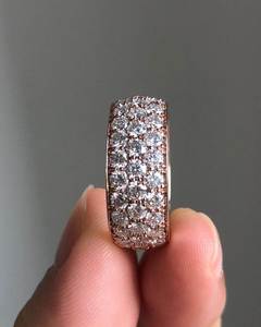 18K Rose Gold Lab Grown Filled VVS Diamond Multi Row Pave Wedding Band Eternity Engagement <b>Ring</b> <b>Dome</b> Full Ice - Product Image 2