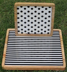 <b>Set</b> Of 2 Printed Wooden Platter For Guest <b>Serving</b> And Family Dining Use Stylish Designer Tableware Handcrafted From India - Product Image 3