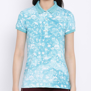 เสื้อโปโลพิมพ์ลายดอกไม้สำหรับผู้หญิงแบบ OEM แขนสั้น ทรงปกติ ระบายอากาศได้ดี ผลิตจากผ้าโพลีเอสเตอร์ 100% สวมใส่สบายๆ ในฤดูใบไม้ผลิและฤดูร้อน - Product Image 1