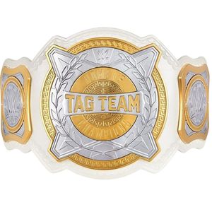 Ceinture de championnat de la WWE en cuir blanc avec design or et argent, qualité supérieure, pour les fans et les collectionneurs - Product Image 2
