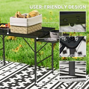 Tavolo da Campeggio Pieghevole Regolabile 4,5 Piedi con 2 Pannelli Laterali, Tavolo da Picnic Portatile in Metallo con Altezza Regolabile - Product Image 6